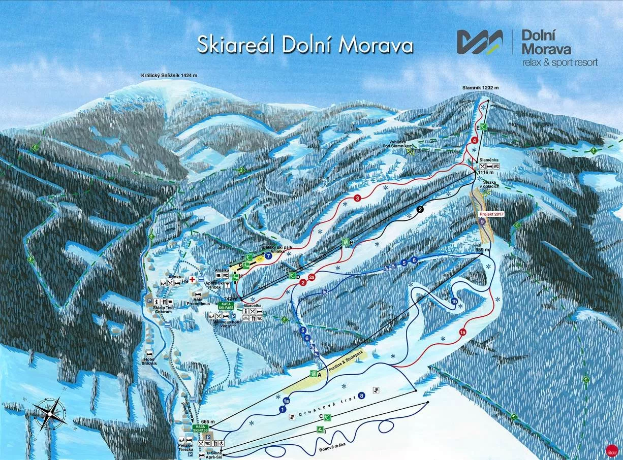 Mapa skiareálu Dolní Morava