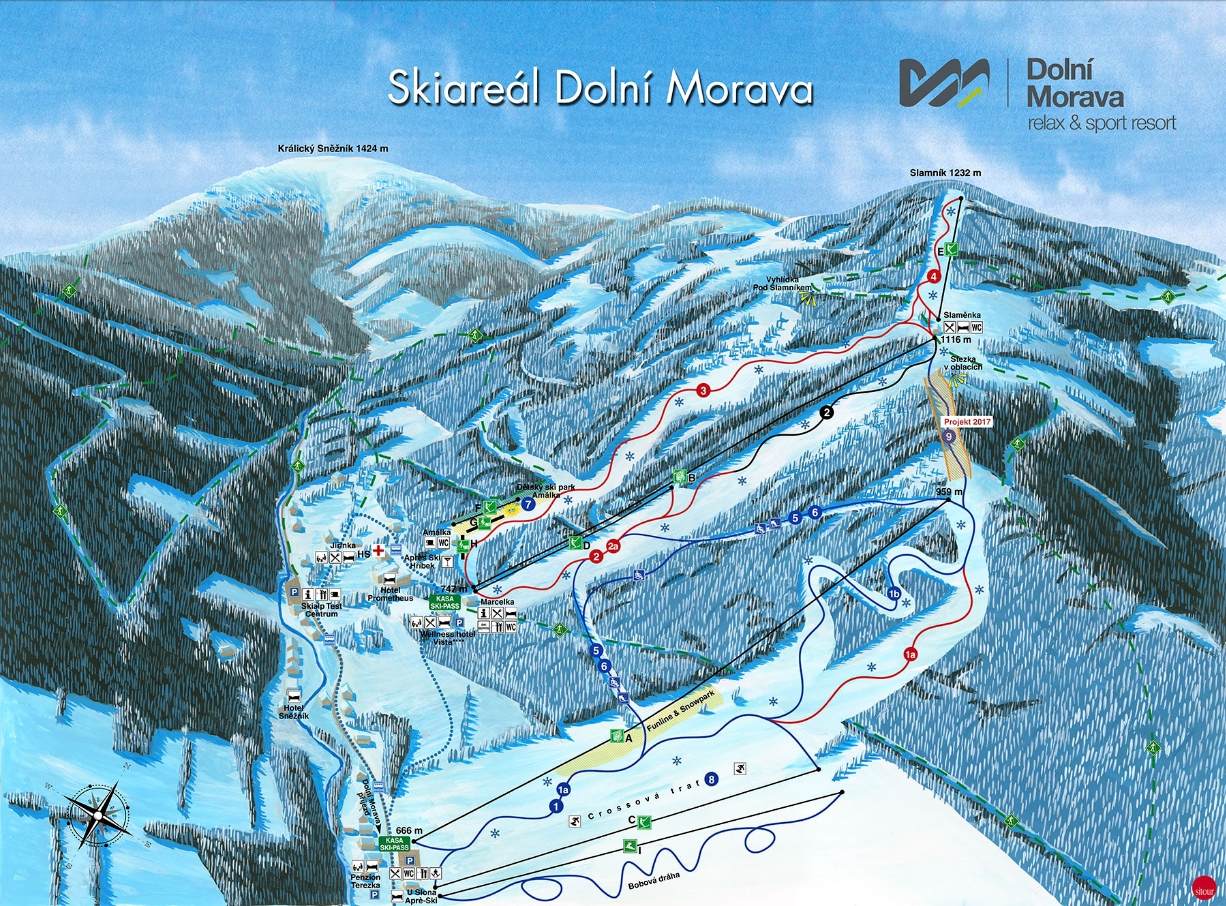 Mapa skiareálu Dolní Morava